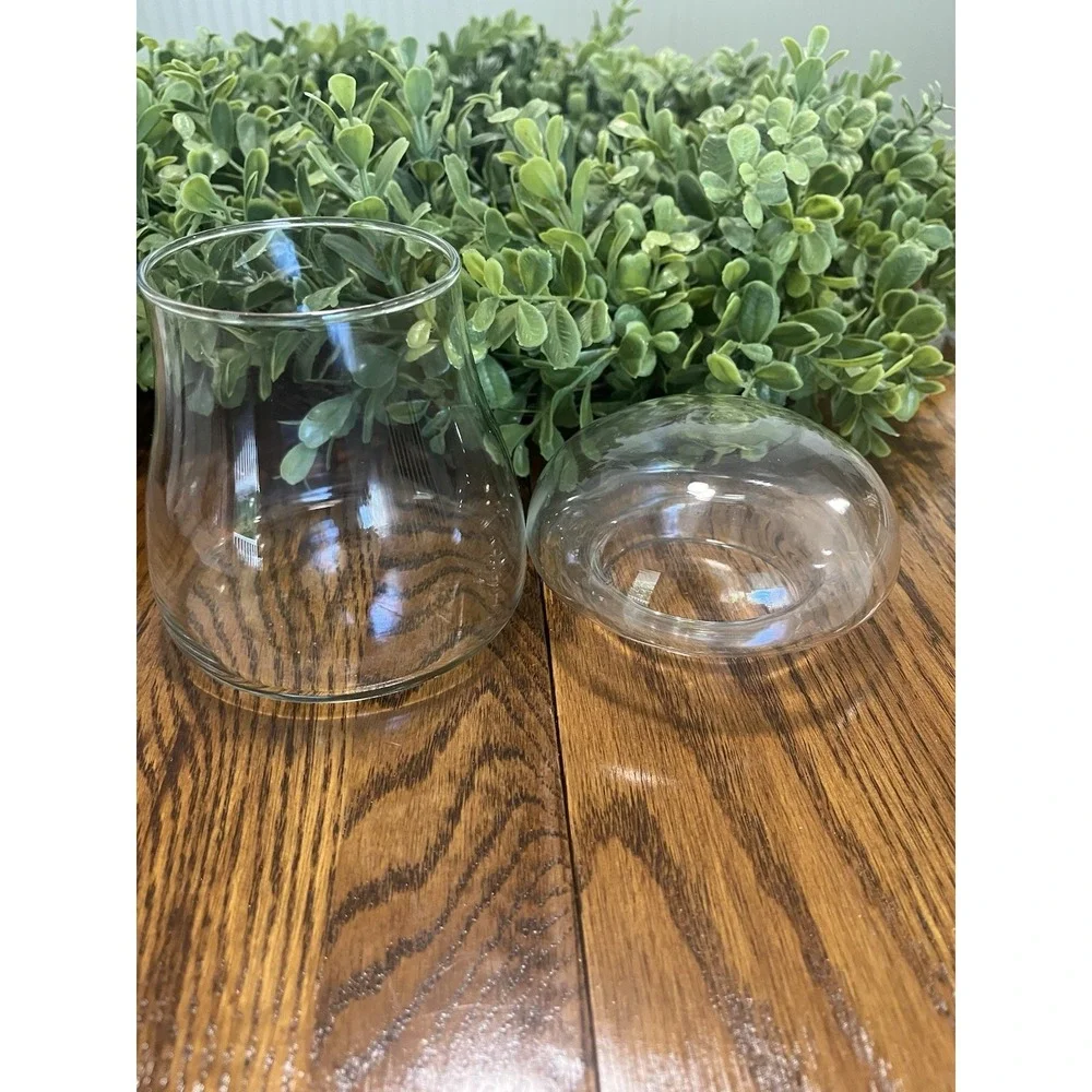 Vintage Mid Century Clear Glass Mushroom Shaped Terrarium Jar